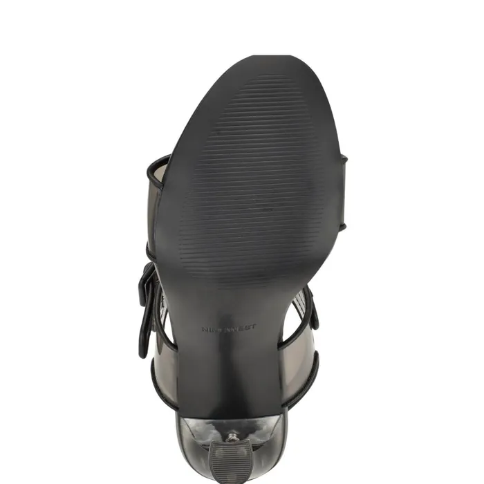 Lucile Clear Strappy Sandals Black Women Nine West Heeled Lucile Clear Strappy Sandals Black Women Nine West Heeled