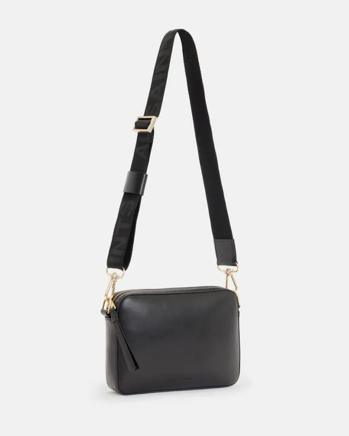 Lucile Leather Crossbody Bag Black Women AllSaints Handbags and Wallets