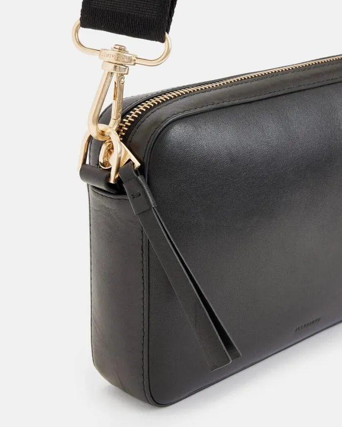 Lucile Leather Crossbody Bag Black Women AllSaints Handbags and Wallets