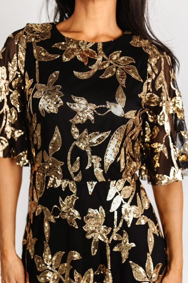 Lucy Sequin Dress Black Gold Women Baltic Born Embellished Sequin Lucy Sequin Dress Black Gold Women Baltic Born Embellished Sequin