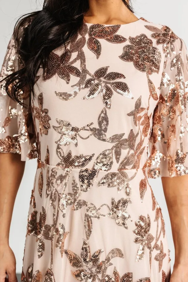 Lucy Sequin Dress Rose Gold Women Baltic Born Embellished Sequin Lucy Sequin Dress Rose Gold Women Baltic Born Embellished Sequin