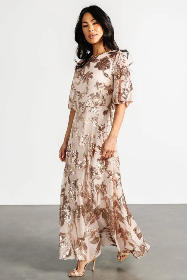 Lucy Sequin Dress Rose Gold Women Baltic Born Embellished Sequin Lucy Sequin Dress Rose Gold Women Baltic Born Embellished Sequin