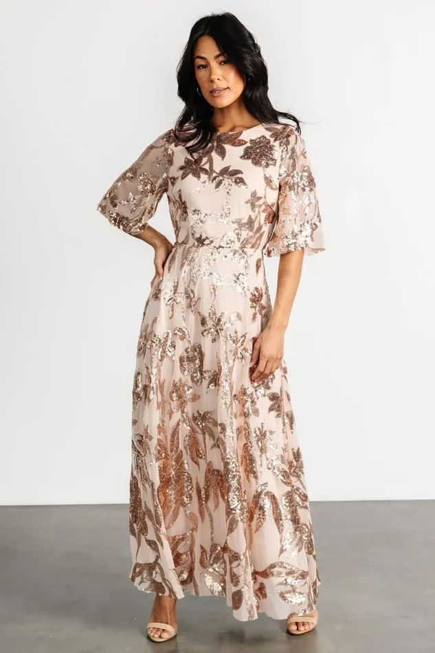 Lucy Sequin Dress Rose Gold Women Baltic Born Embellished Sequin Lucy Sequin Dress Rose Gold Women Baltic Born Embellished Sequin