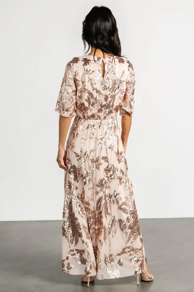 Lucy Sequin Dress Rose Gold Women Baltic Born Embellished Sequin Lucy Sequin Dress Rose Gold Women Baltic Born Embellished Sequin