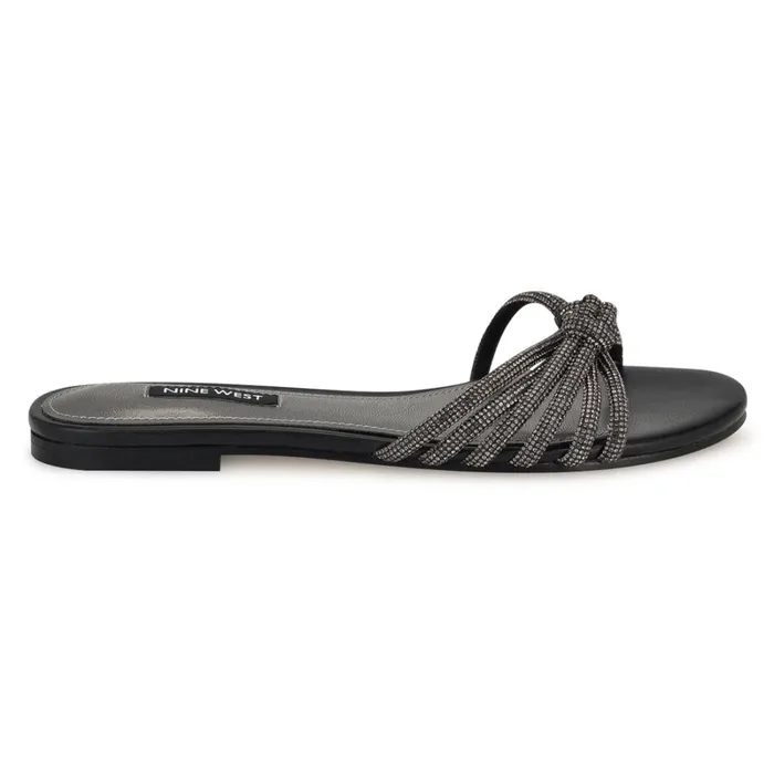 Luxury Flat Slide Sandals Black Women Nine West Casual