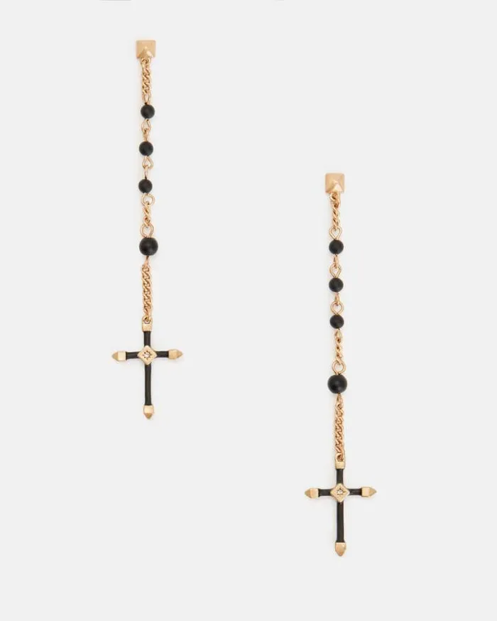 Lyra Cross Earrings Blackwarm Brass Women AllSaints Jewelry