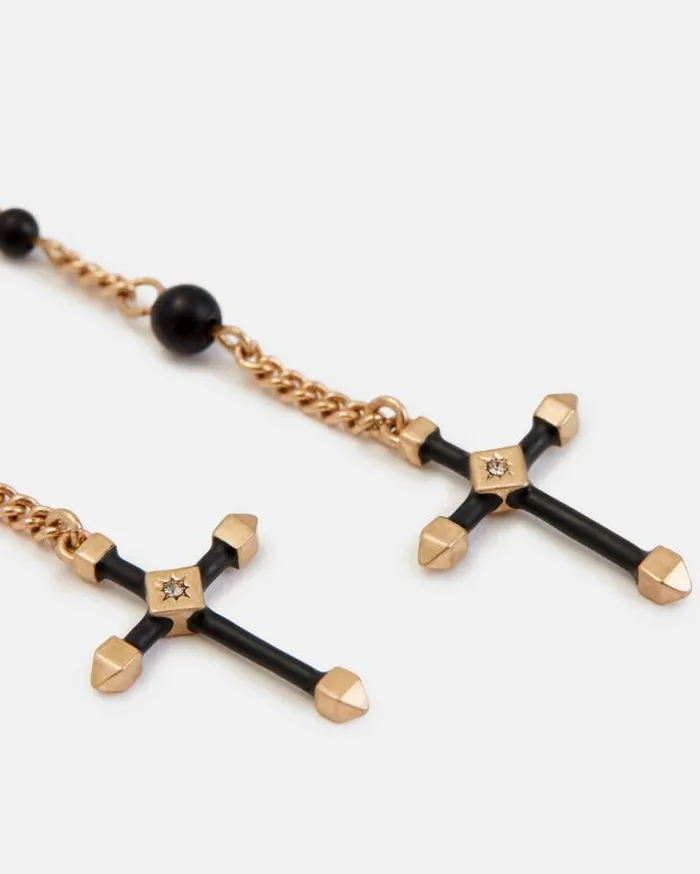 Lyra Cross Earrings Blackwarm Brass Women AllSaints Jewelry