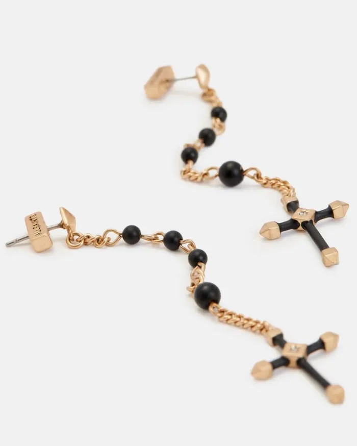 Lyra Cross Earrings Blackwarm Brass Women AllSaints Jewelry