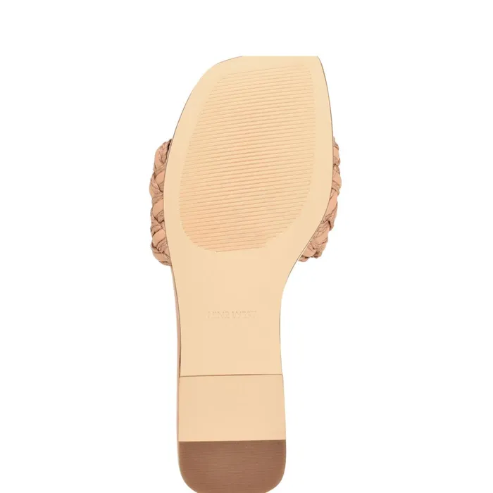 Maci Flat Slide Sandals Natural Women Nine West Flats