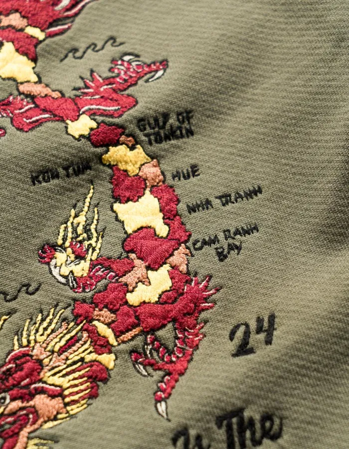 Maharishi Crew Sweats 5248 Dragon Map Vintage Crew Sweat Olive OG107F 8211 Men