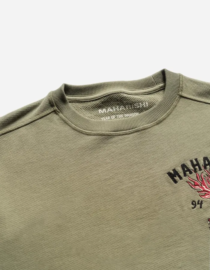 Maharishi Crew Sweats 5248 Dragon Map Vintage Crew Sweat Olive OG107F 8211 Men