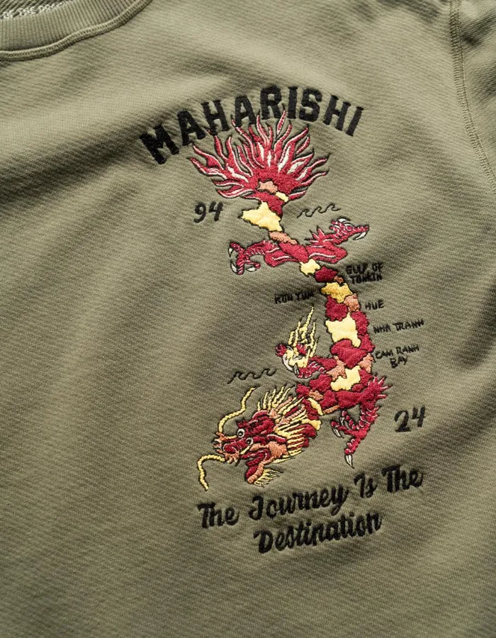 Maharishi Crew Sweats 5248 Dragon Map Vintage Crew Sweat Olive OG107F 8211 Men