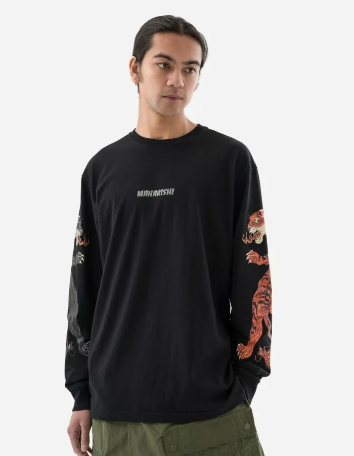 Maharishi Long Sleeve TShirts 1387 Duality Panther LS TShirt Black 8211 Men
