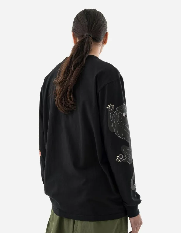 Maharishi Long Sleeve TShirts 1387 Duality Panther LS TShirt Black 8211 Men