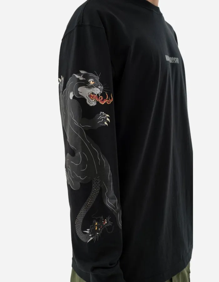 Maharishi Long Sleeve TShirts 1387 Duality Panther LS TShirt Black 8211 Men