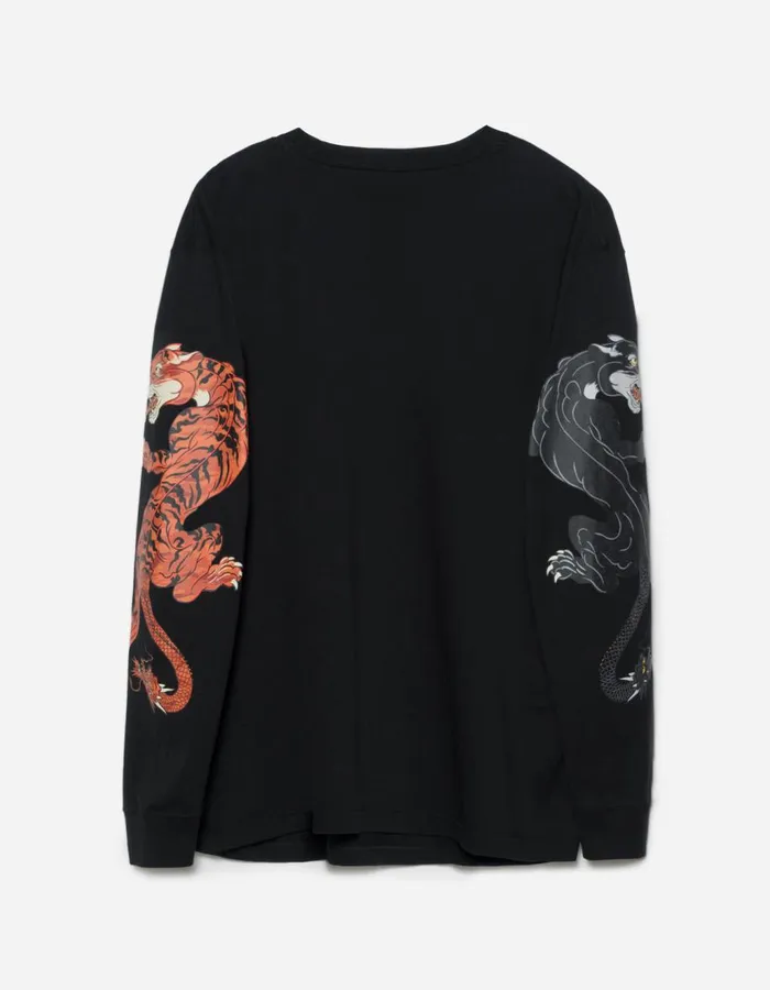 Maharishi Long Sleeve TShirts 1387 Duality Panther LS TShirt Black 8211 Men