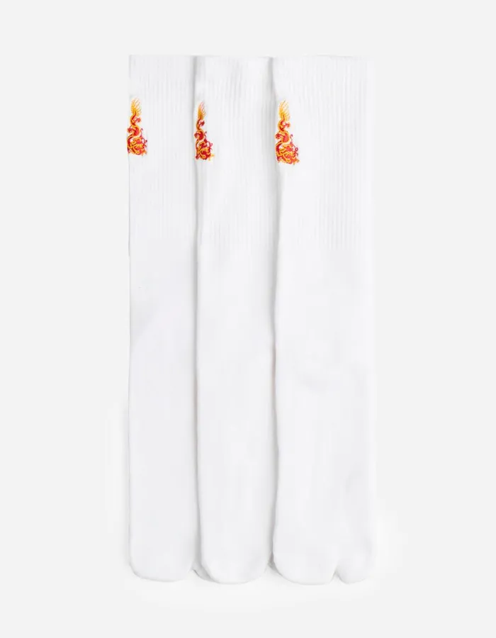 Maharishi Socks 1263 Micro Dragon Tabi Sock 3 Pack WhiteWhiteWhite 8211 Men