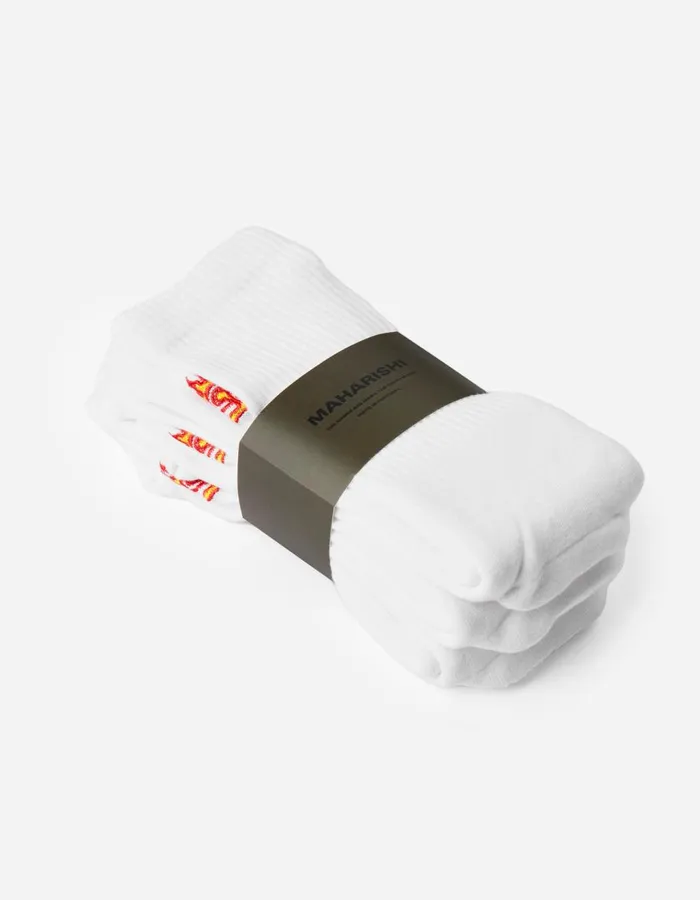 Maharishi Socks 1263 Micro Dragon Tabi Sock 3 Pack WhiteWhiteWhite 8211 Men