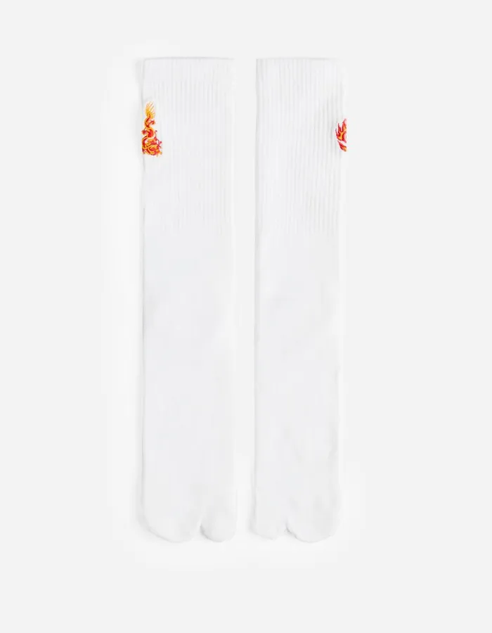 Maharishi Socks 1263 Micro Dragon Tabi Sock 3 Pack WhiteWhiteWhite 8211 Men