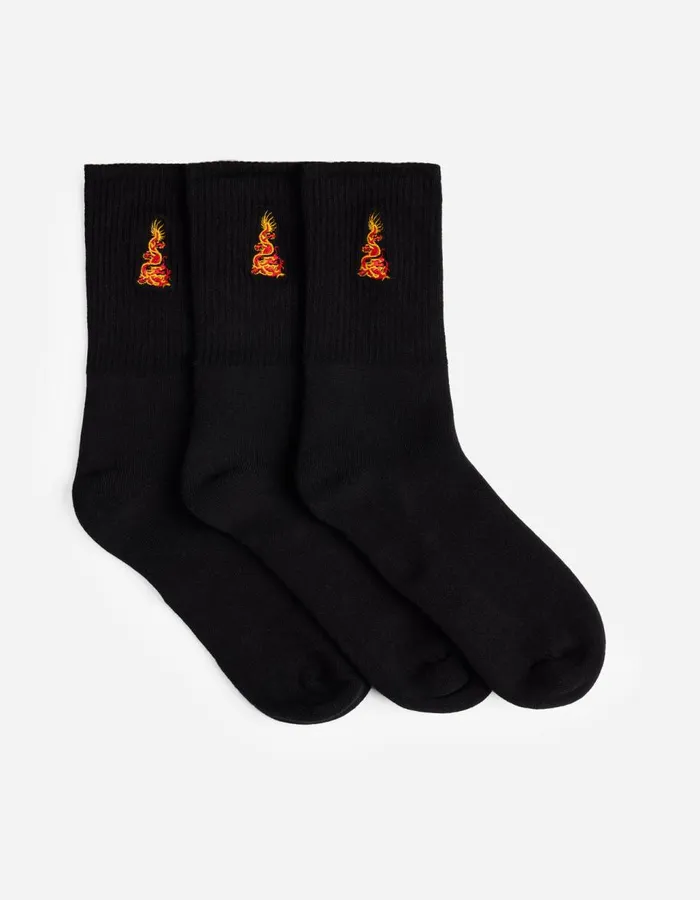 Maharishi Socks 1264 Micro Dragon Sport Sock 3 Pack BlackBlackBlack 8211 Men