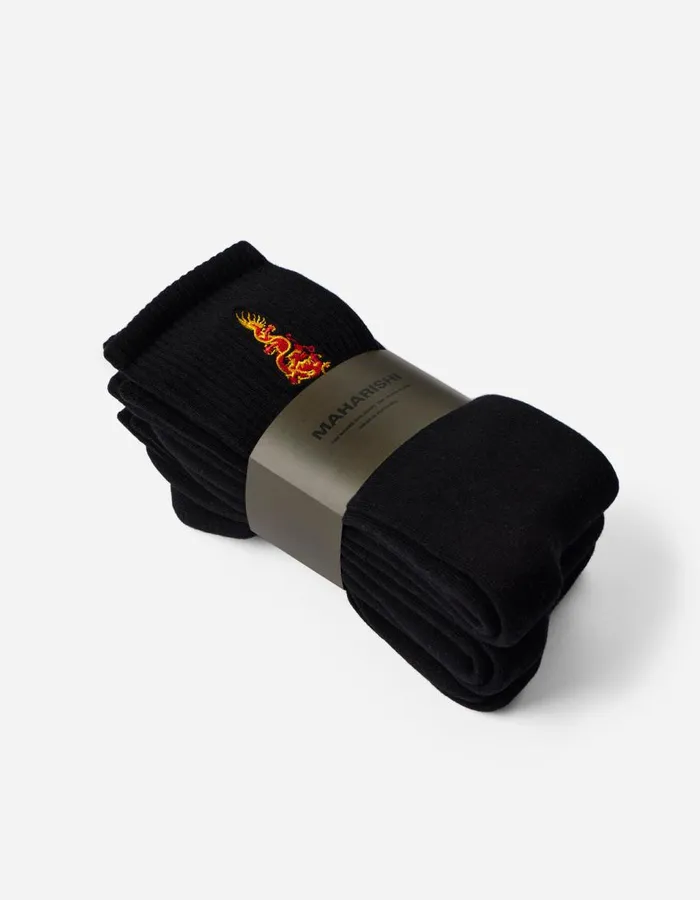 Maharishi Socks 1264 Micro Dragon Sport Sock 3 Pack BlackBlackBlack 8211 Men