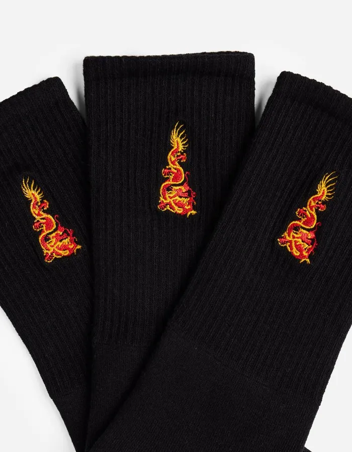 Maharishi Socks 1264 Micro Dragon Sport Sock 3 Pack BlackBlackBlack 8211 Men
