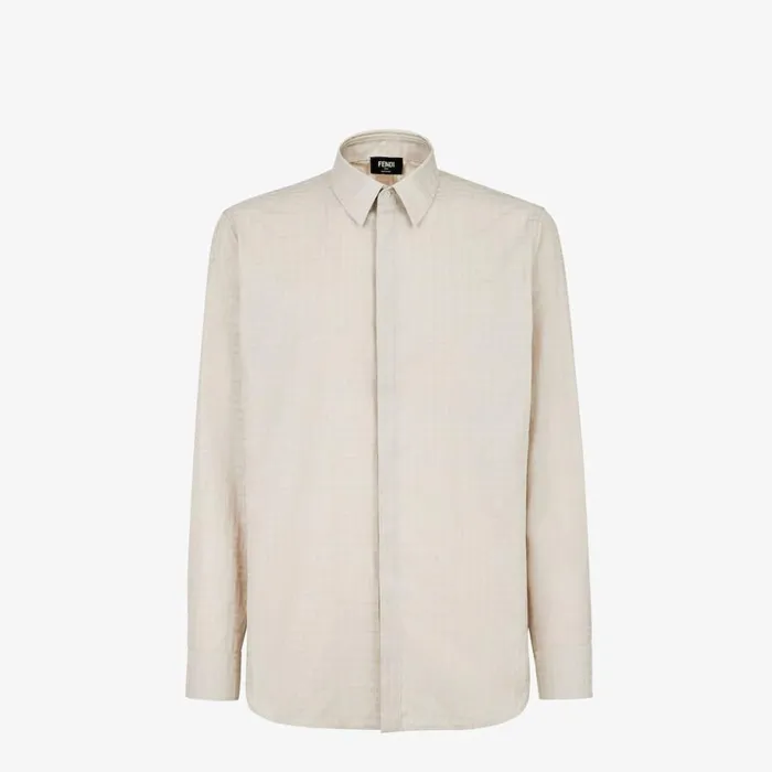 Man Beige Cotton And Viscose Shirt Beige Fendi Shirts