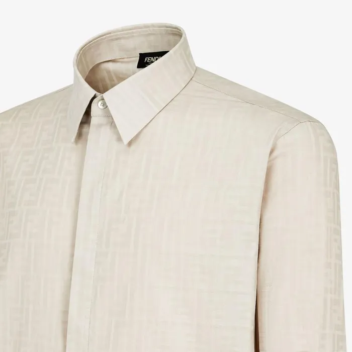 Man Beige Cotton And Viscose Shirt Beige Fendi Shirts