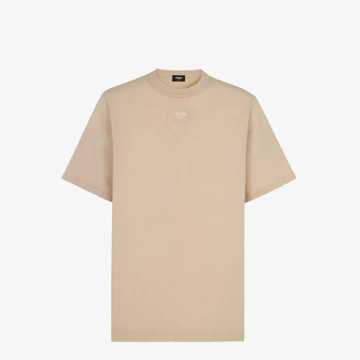 Man Beige Jersey TShirt Beige Fendi Tshirts and Polos