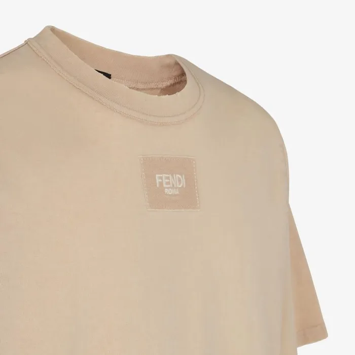 Man Beige Jersey TShirt Beige Fendi Tshirts and Polos