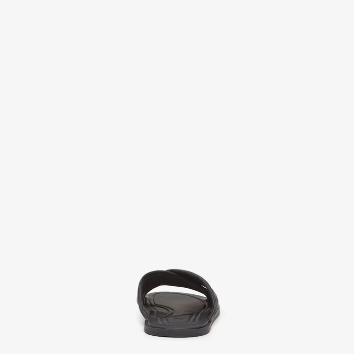 Man Black Fabric Slides Black Fendi Slides and Sandals