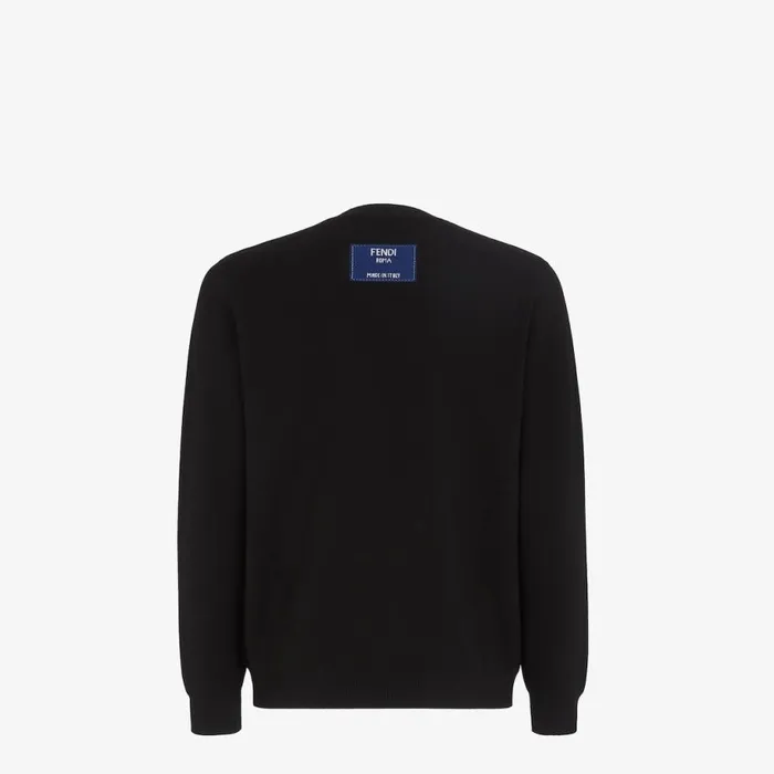Man Black Fabric Sweatshirt Black Fendi Knitwear