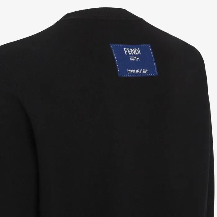 Man Black Fabric Sweatshirt Black Fendi Knitwear