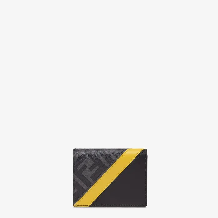 Man Black Fabric TriFold Wallet Black Fendi Wallets