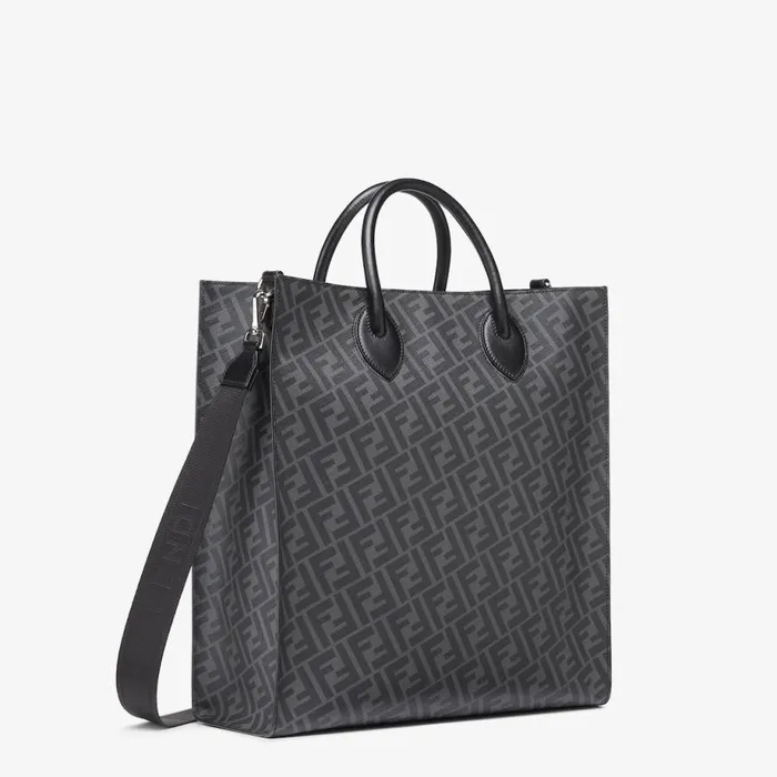 Man Black Leather And Ff Fabric Bag Black Fendi Travel Bags