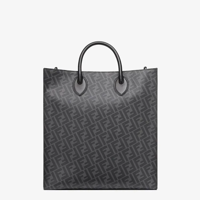 Man Black Leather And Ff Fabric Bag Black Fendi Travel Bags