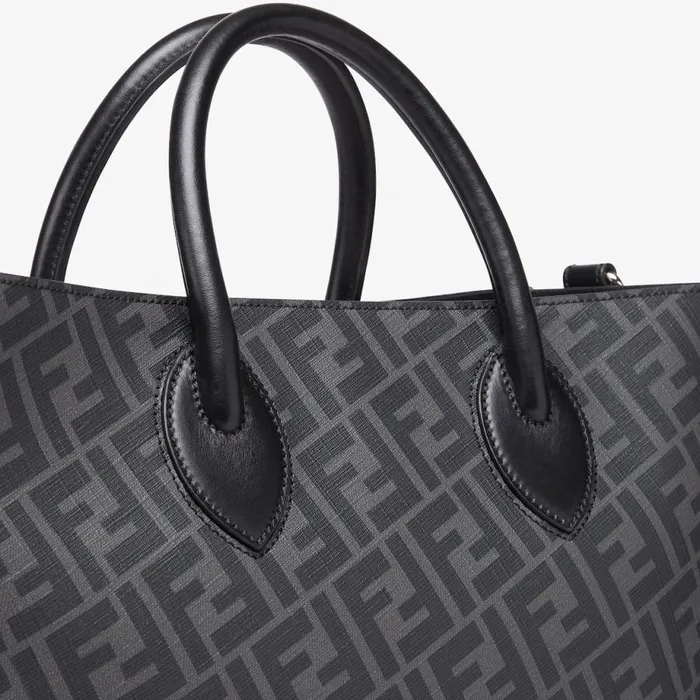 Man Black Leather And Ff Fabric Bag Black Fendi Travel Bags