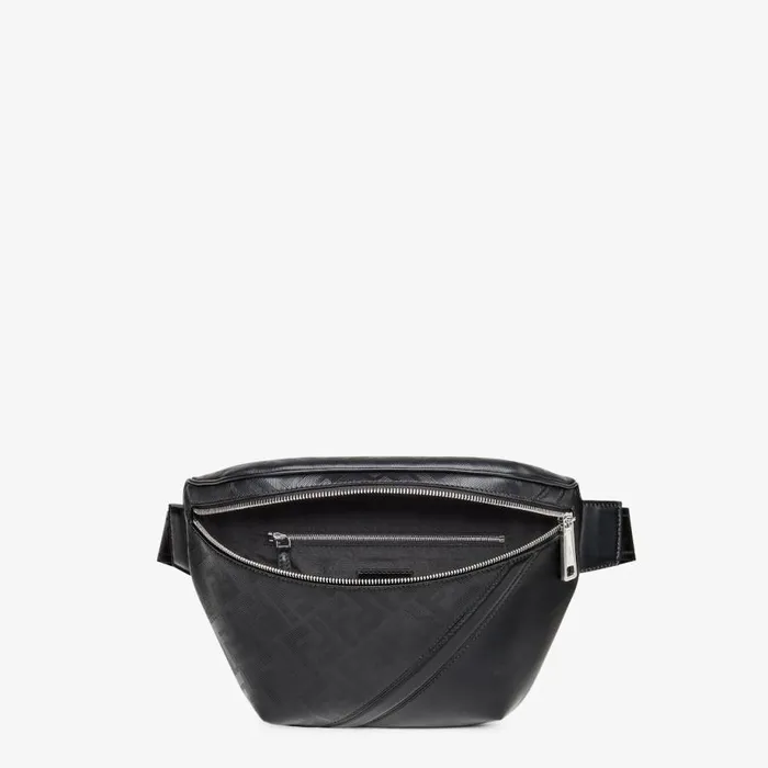Man Black Leather Belt Bag Black Fendi Belt Bags