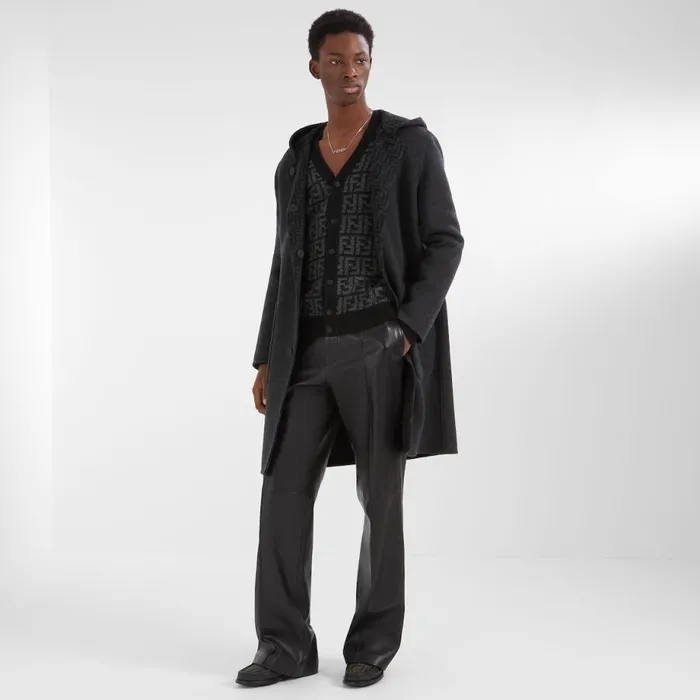 Man Black Leather Loafers Black Fendi Loafers and Mocassins