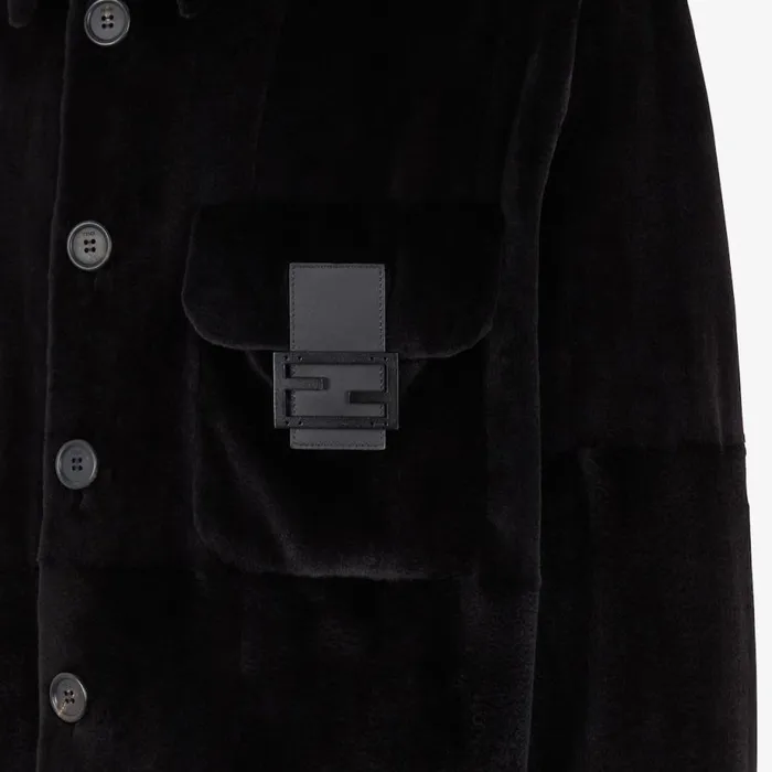 Man Black Mink Jacket Black Fendi Coats and Outerwear