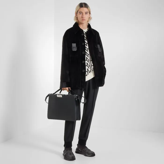 Man Black Mink Jacket Black Fendi Coats and Outerwear