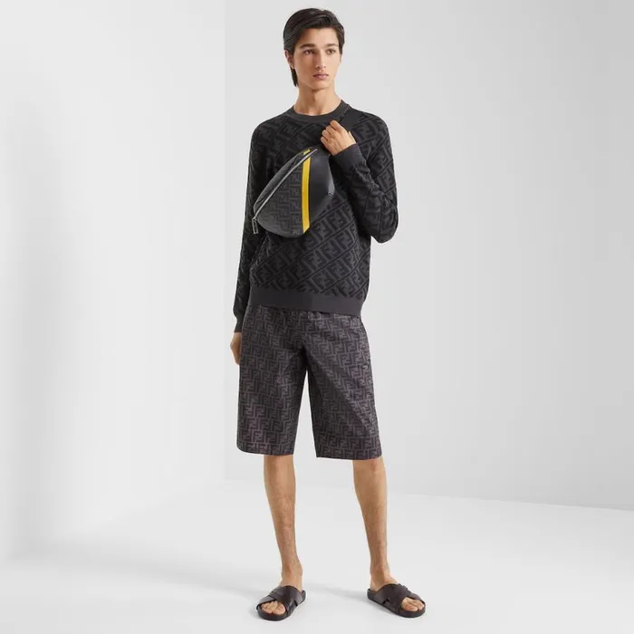 Man Black Nylon Bermudas Black Fendi Swimwear