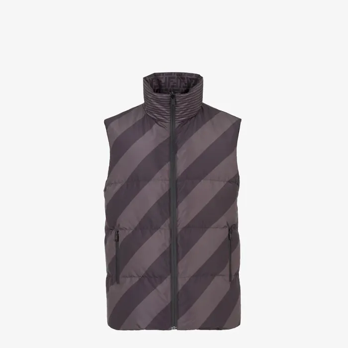 Man Black Nylon Gilet Black Fendi Coats and Outerwear