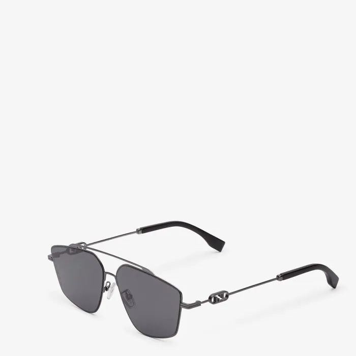 Man Black Ruthenium Metal Sunglasses With Dark Grey Lenses Black Fendi Sunglasses