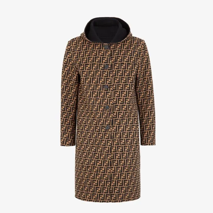 Man Black Wool Coat Black Fendi Coats and Outerwear
