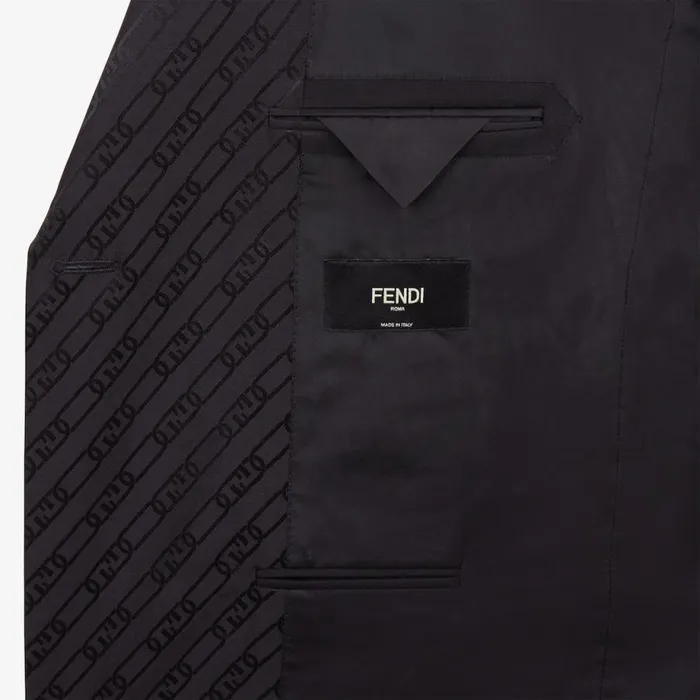 Man Black Wool Suit Black Fendi Jackets and Suits