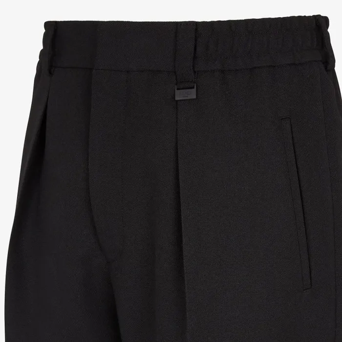 Man Black Wool Trousers Black Fendi Denim and Trousers