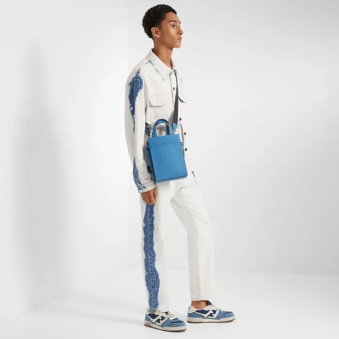 Man Blue Denim LowTops Blue Fendi Fendi Match