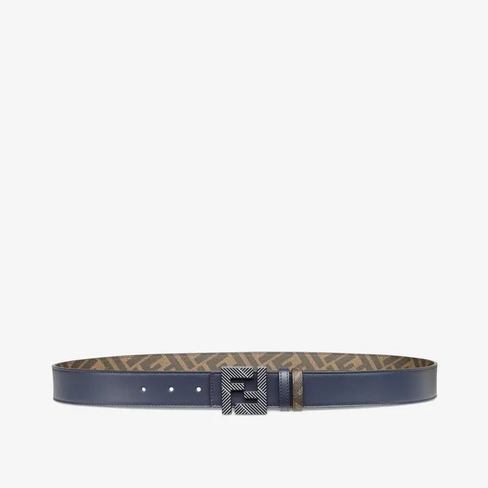 Man Blue Leather Reversible Belt Blue Fendi Belts