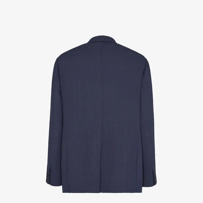 Man Blue Viscose Jacket Blue Fendi Jackets and Suits